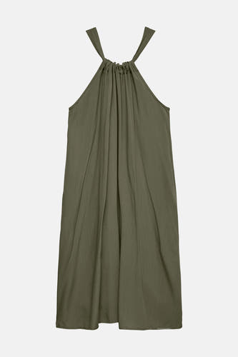 Robe verte sans manches VERO MODA, avec col licou et drapés.