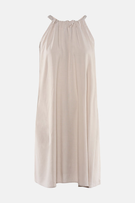 Robe sans manches beige de VERO MODA® avec col bénitier plissé et coupe décontractée.