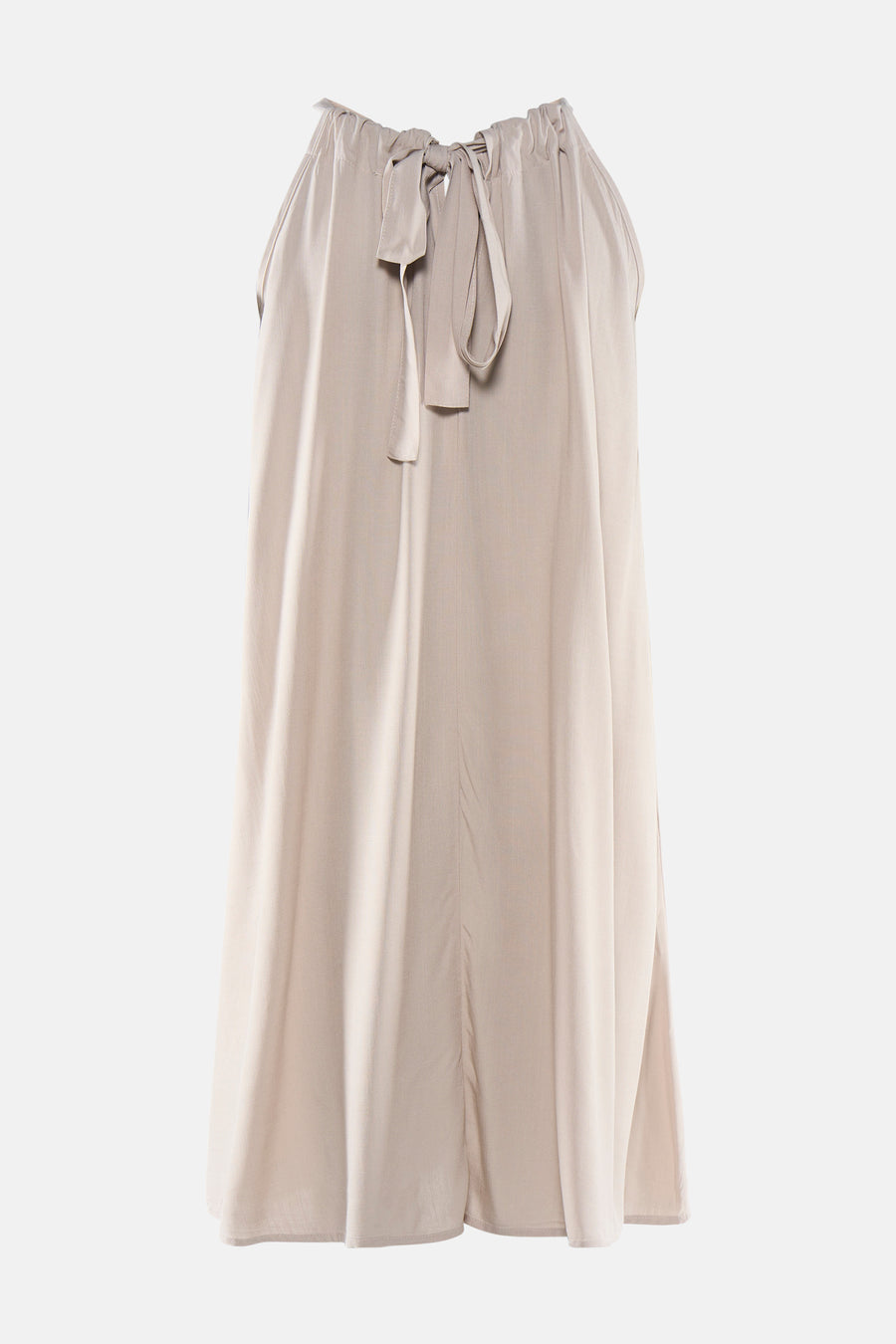 Robe sans manches beige de VERO MODA avec détail de nœud et volants au dos.