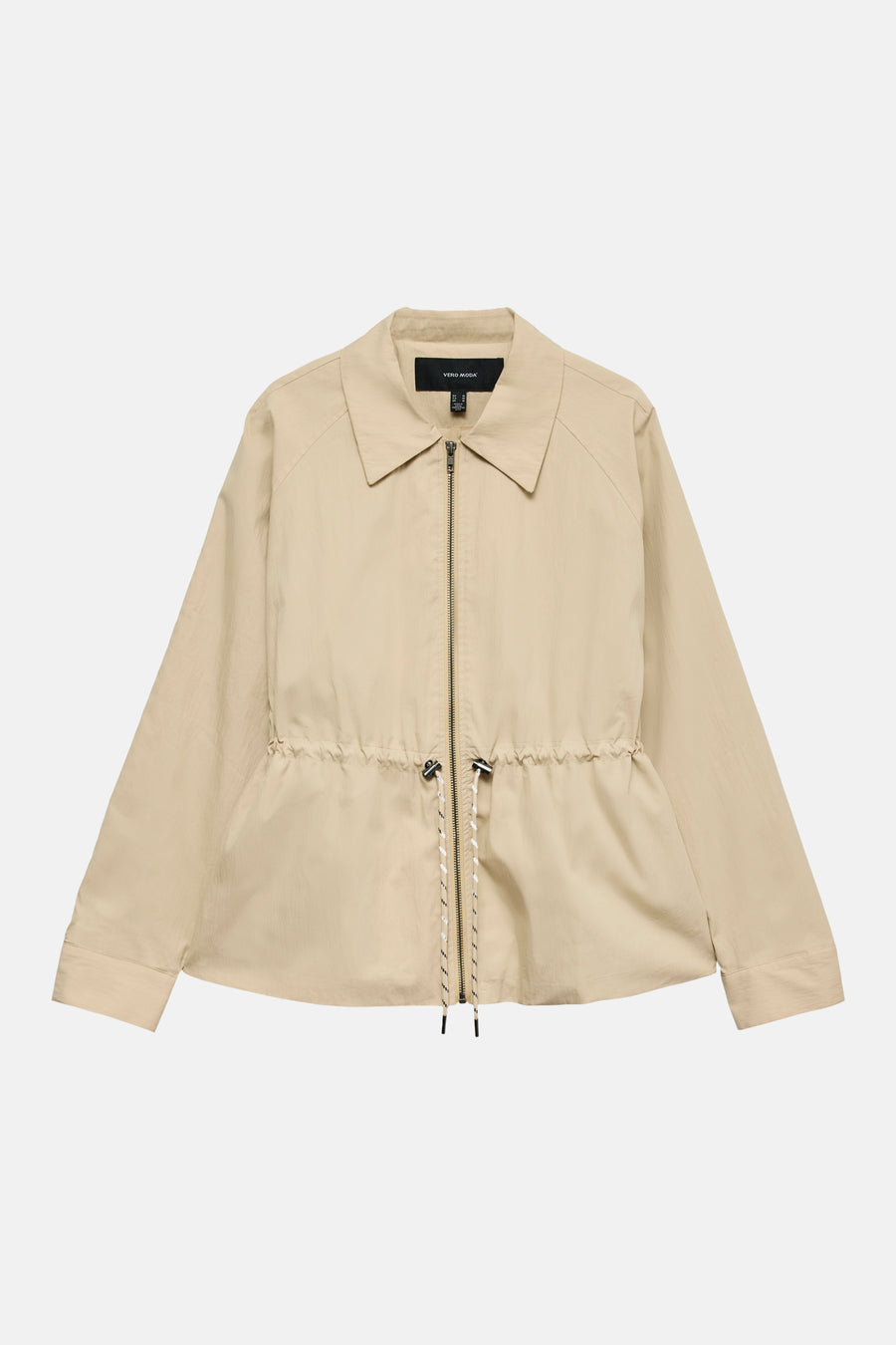 Manteau beige de VERO MODA, avec manches longues et cordon à la taille.