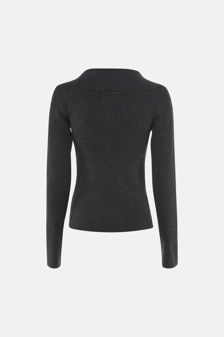 Pull V-hals - Dark Grey Melange