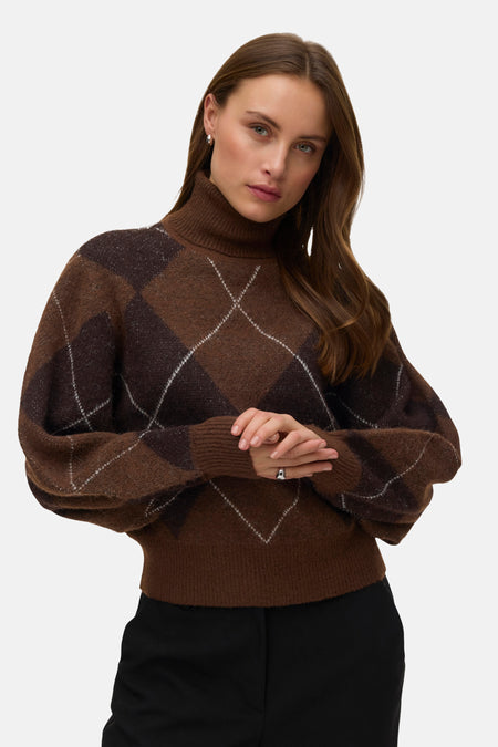 Pull met rolkraag - Cocoa Brown