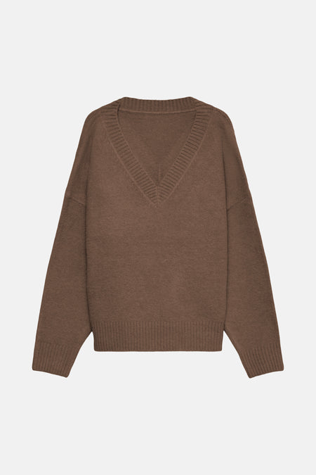 Pull V-hals - bruin