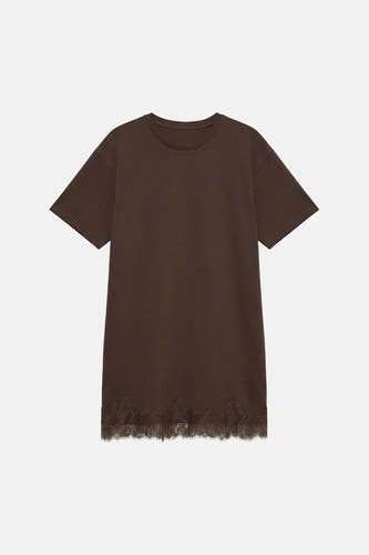 Kleedje met korte mouwen - bruin