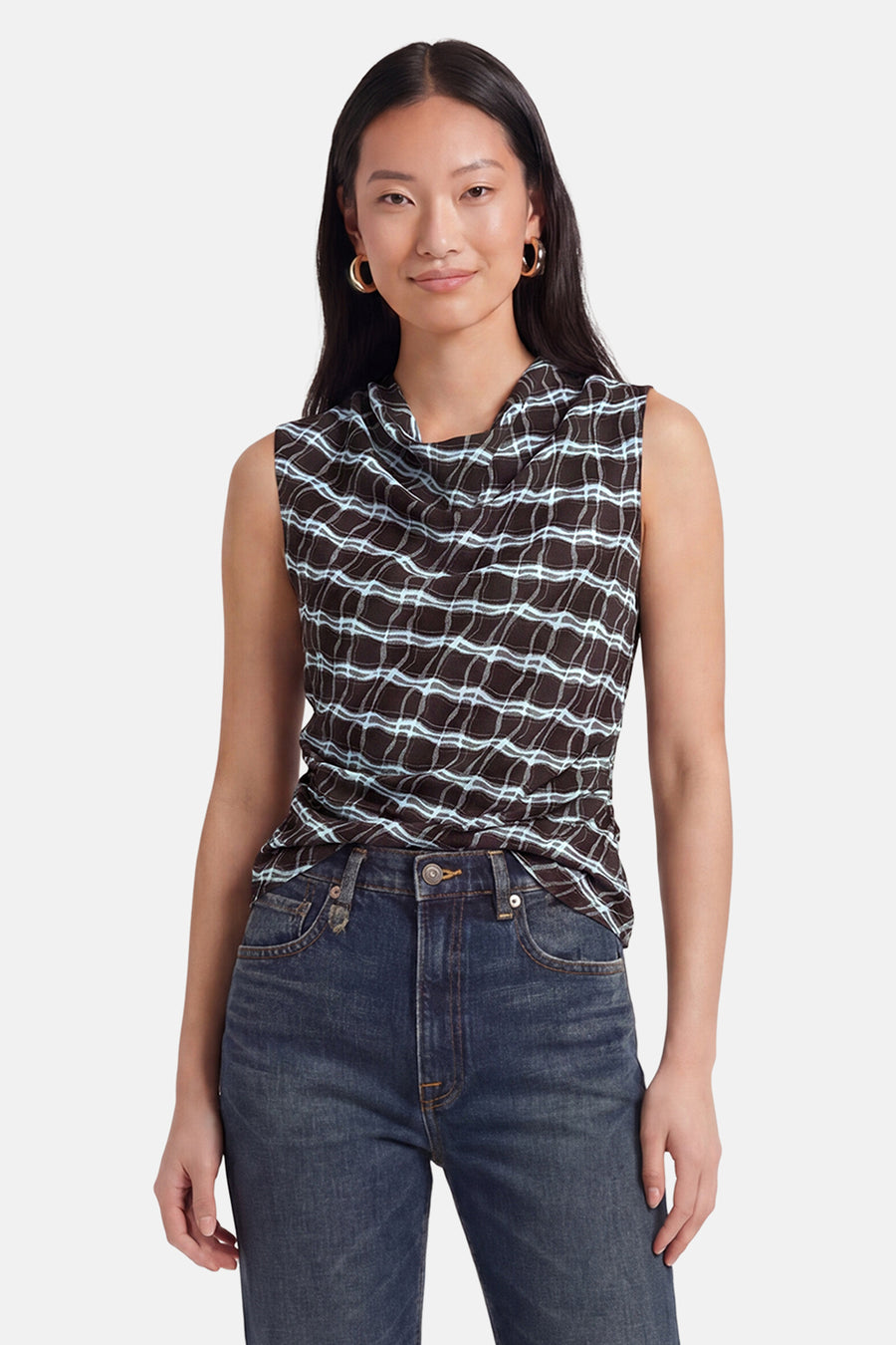 Blouse met korte mouwen - bruin