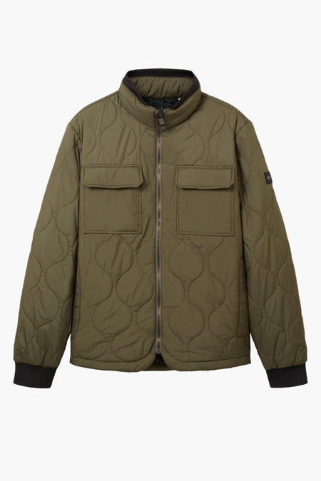 Groene korte jas van TOM TAILOR, met gewatteerd ruitpatroon en twee borstzakken.