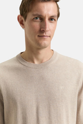 Beige trui met ronde hals van TOM TAILOR, effen design met subtiel logo.