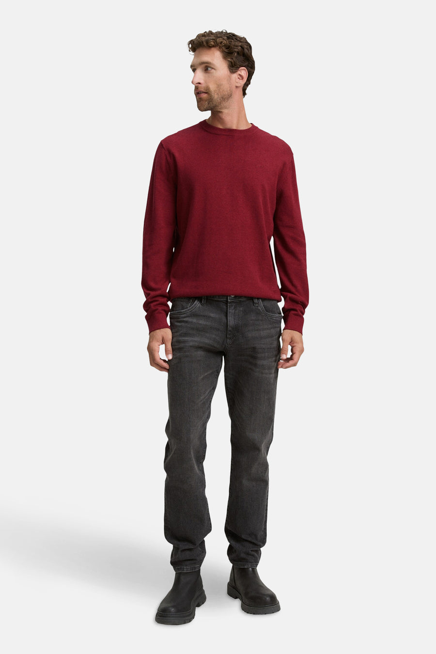 Pull à col rond - rouge - TOM TAILOR