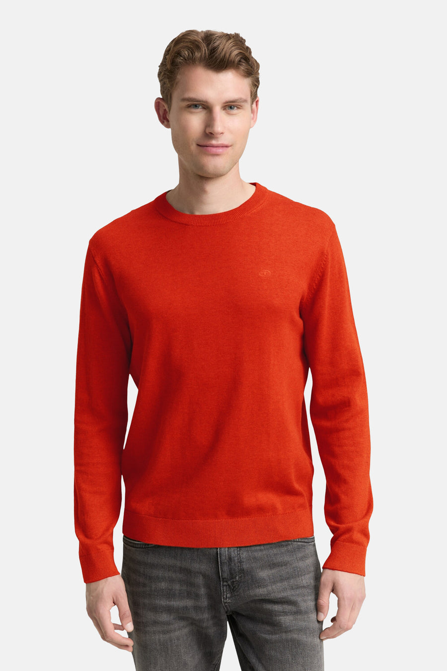 Pull met ronde hals - oranje
