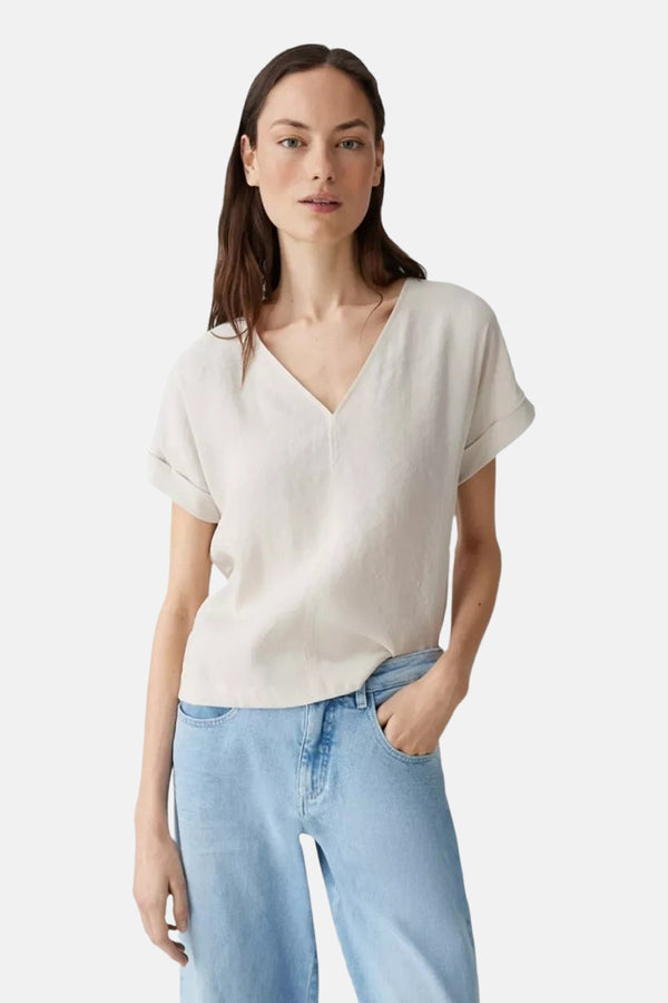 Blouse (korte mouwen) Ecru - OPUS