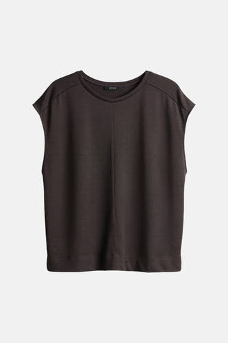 Bruine korte mouwen t-shirt van OPUS, ronde hals, gladde stof, front view