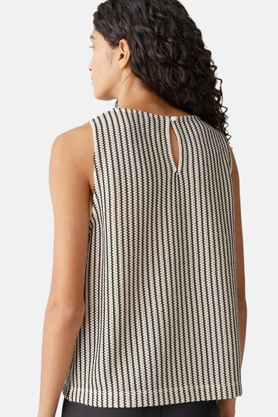 Mouwloze blouse multicolor van OPUS, met een verticaal gestreept patroon en een knoopsluiting aan de achterkant.