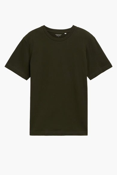 Groen T-shirt met korte mouwen van TOM TAILOR, effen kleur, regular fit.