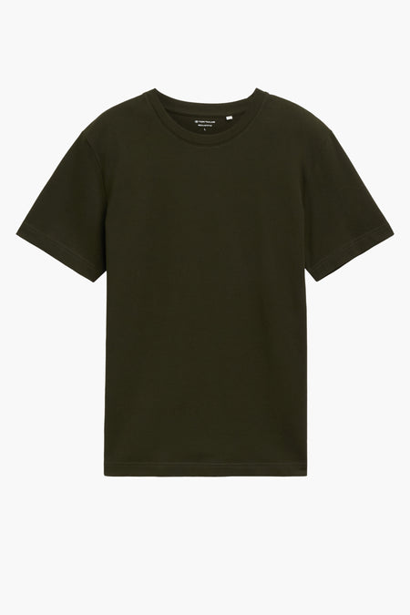Groen T-shirt met korte mouwen van TOM TAILOR, effen kleur, regular fit.