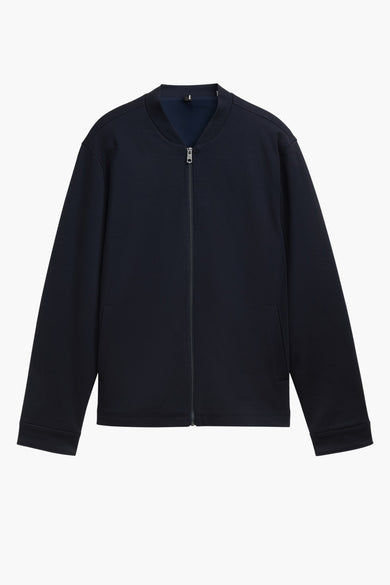 Kort blauw jasje van TOM TAILOR met lange mouwen en een ritssluiting aan de voorkant.