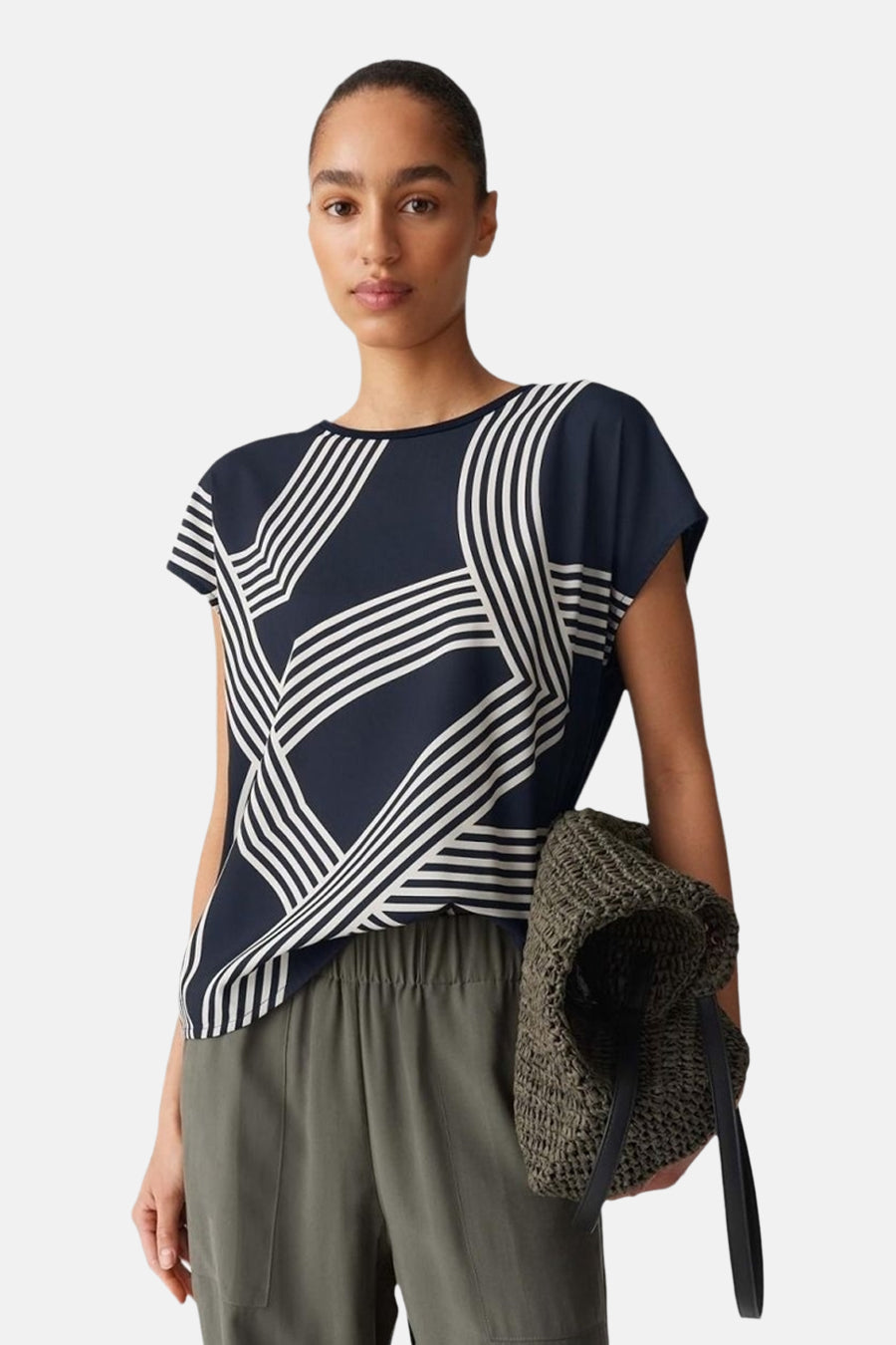 Blouse met korte mouwen - Zwart - OPUS