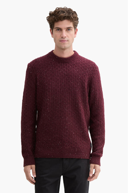 Veste Bordeaux avec col rond de TOM TAILOR, avec un motif subtilement imprimé et des manches longues.