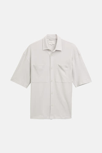 Grijs overhemd met korte mouwen van TOM TAILOR, met borstzakken en knoopsluiting.