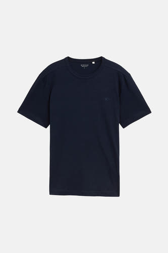 Donkerblauw T-shirt met korte mouwen van TOM TAILOR met een klein logo op de borst.