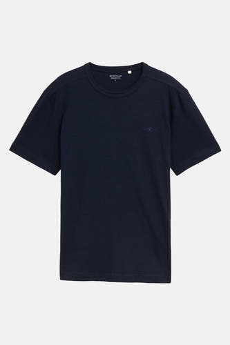 Donkerblauw T-shirt met korte mouwen van TOM TAILOR, met een klein logo op de borst.
