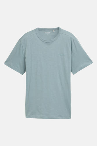 Blauw T-shirt met korte mouwen van TOM TAILOR, effen kleur en een ronde halslijn.