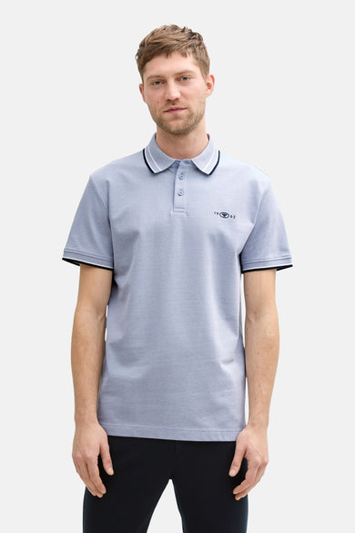 T-shirt bleu de manches courtes TOM TOM TOR, avec un logo imprimé et une coupe ajustée.