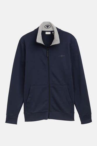 Blauw vest van TOM TAILOR met lange mouwen, ritssluiting en zakken.