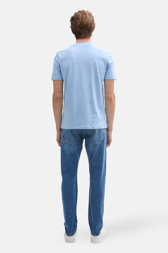 Slim fit jeans van blauw denim van TOM TAILOR, met rechte pijpen en achterzakken.