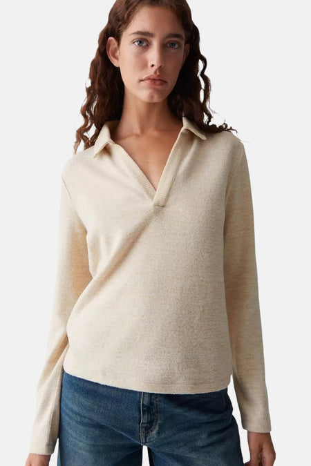 Pull à col en V - écru