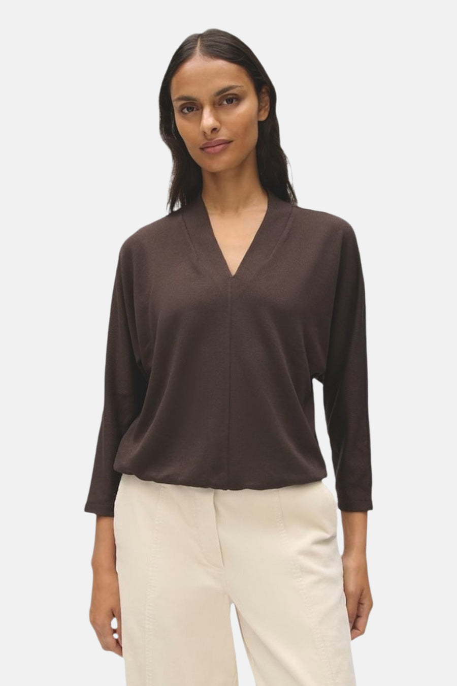 Sweater met ronde hals bruin - OPUS