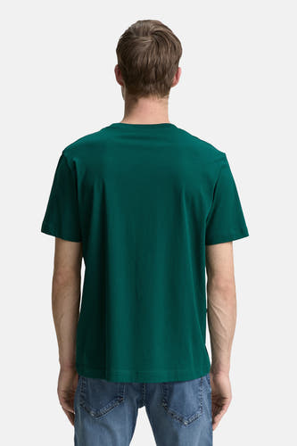 Groen T-shirt met korte mouwen van TOM TAILOR, rugaanzicht, gedragen met een jeans.
