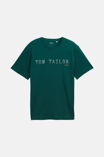 Groen T-shirt met korte mouwen van TOM TAILOR, met bedrukt logo en het jaartal 1962.
