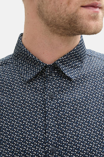 Blauw overhemd met lange mouwen van TOM TAILOR, met een abstract stippenpatroon en knoopsluiting.