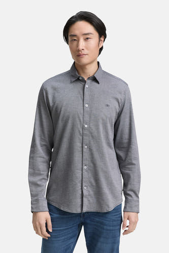 Blauw, lange mouwen overhemd van TOM TAILOR, effen stof met witte knopen.