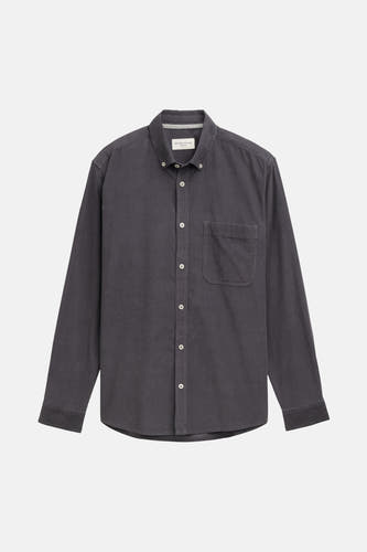 Grijs overhemd met lange mouwen van TOM TAILOR, met een borstzak en knoopsluiting.