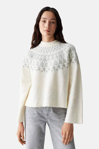 Pull met ronde hals - wit - OPUS