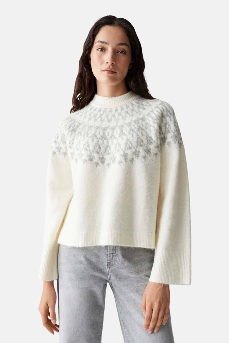 Pull met ronde hals - wit - OPUS