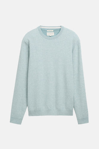 T-shirt bleu marine à col rond de TOM TAILOR, fine texture.