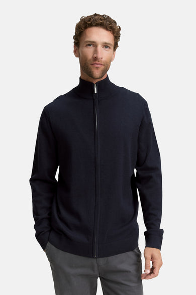 Blauw gilet van TOM TAILOR met lange mouwen en een ritssluiting.