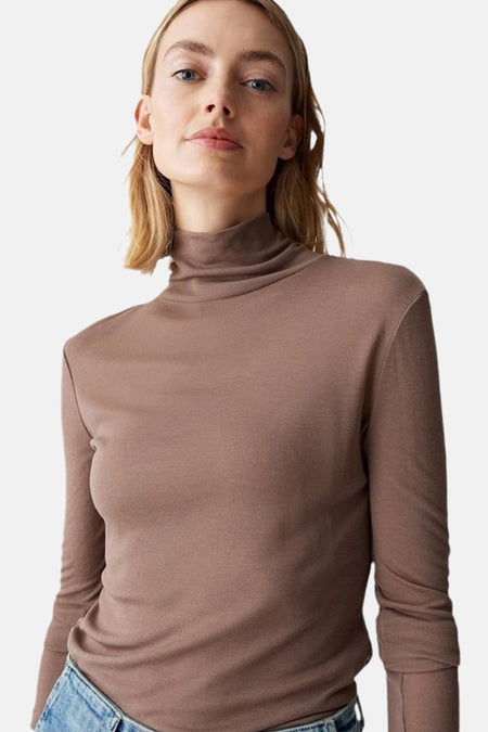 Trui met rolkraag bruin - OPUS