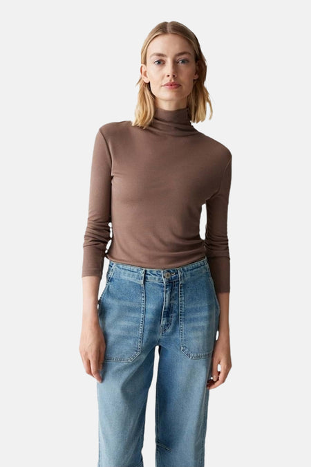 Trui met rolkraag bruin - OPUS