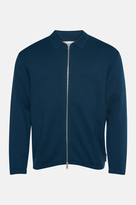 Turquoise gilet van TOM TAILOR, met lange mouwen en zilverkleurige ritssluiting.