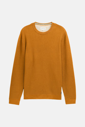 Oranje trui met ronde hals van TOM TAILOR, met een fijne, subtiele wafeltextuur.