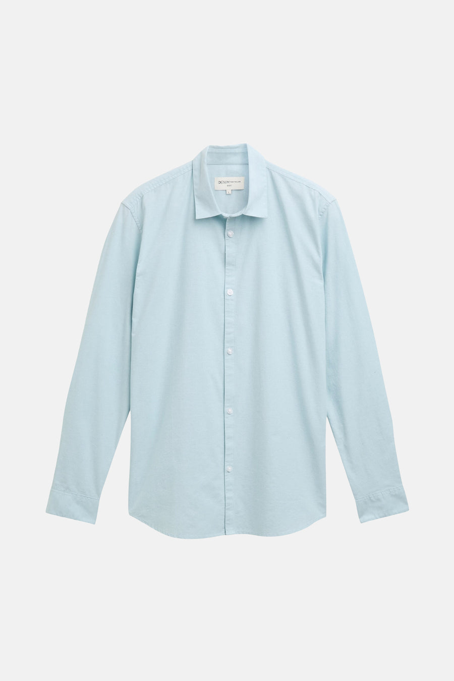 Lichtblauw overhemd met lange mouwen van TOM TAILOR, effen dessin en witte knopen.