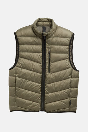 Kakikleurige bodywarmer van TOM TAILOR met zwarte ritssluiting en zak met ritssluiting op de borst.