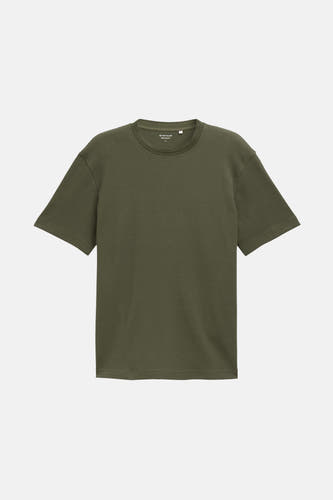 Groen T-shirt met korte mouwen van TOM TAILOR, met een fijne wafelstructuur.