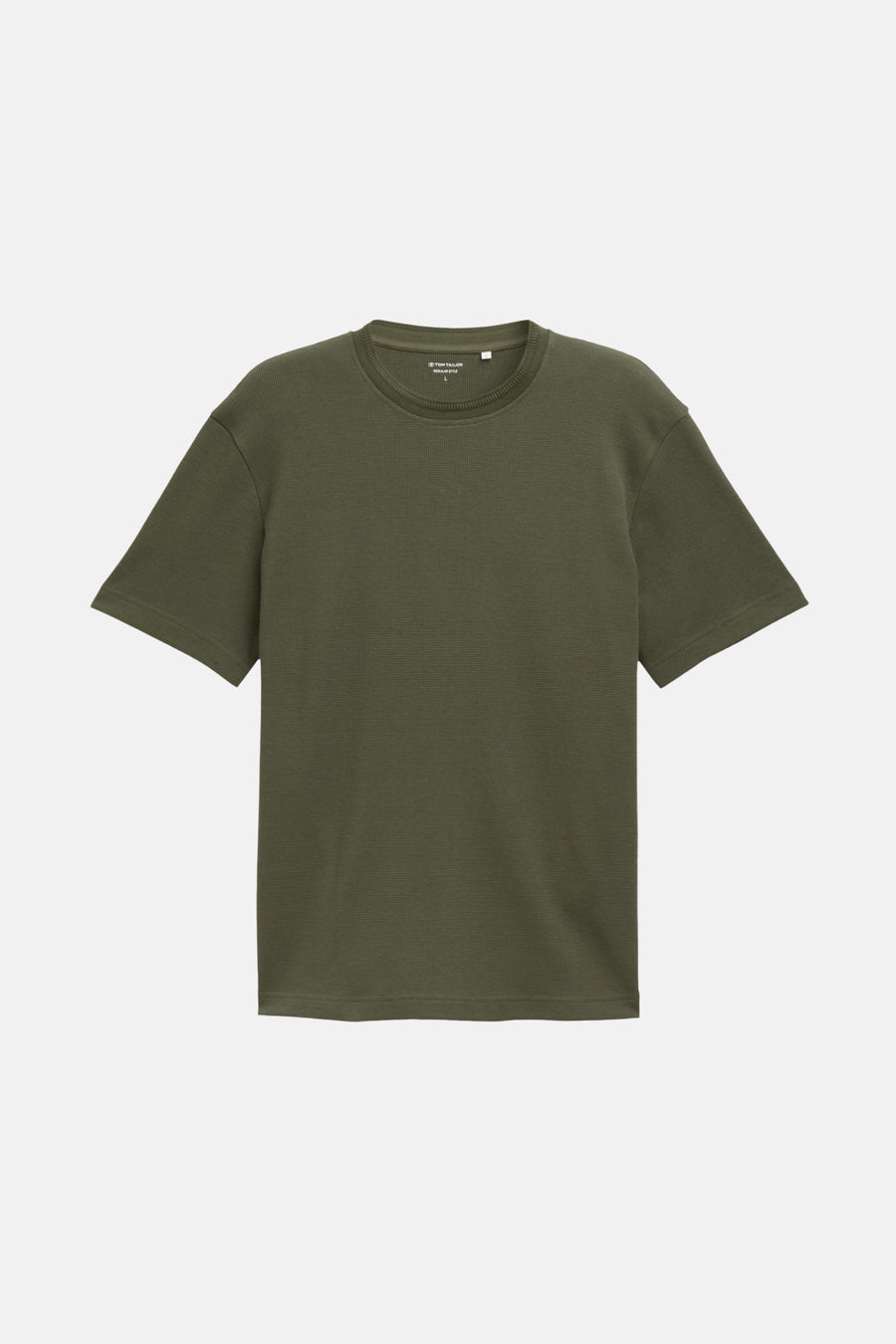 Olijfgroen T-shirt van Tom Tailor met korte mouwen.