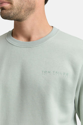 Groene sweater met ronde hals van TOM TAILOR, met subtiele merknaamprint op de borst.