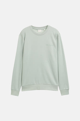 Groene sweater van TOM TAILOR met lange mouwen en subtiele logo-opdruk op de borst.
