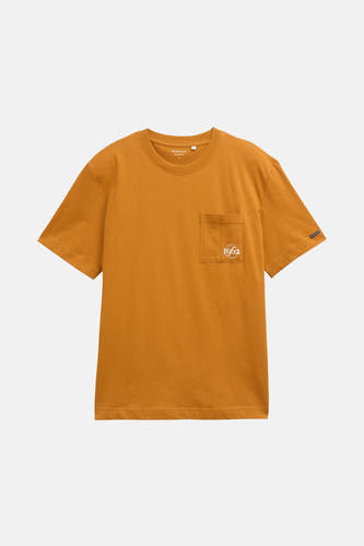 T-shirt jaune à manches courtes de TOM TAILOR, avec poche poitrine et imprimé 1962.